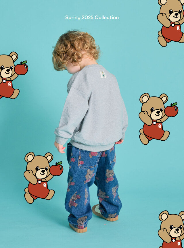 Floral Pattern Denim Pants