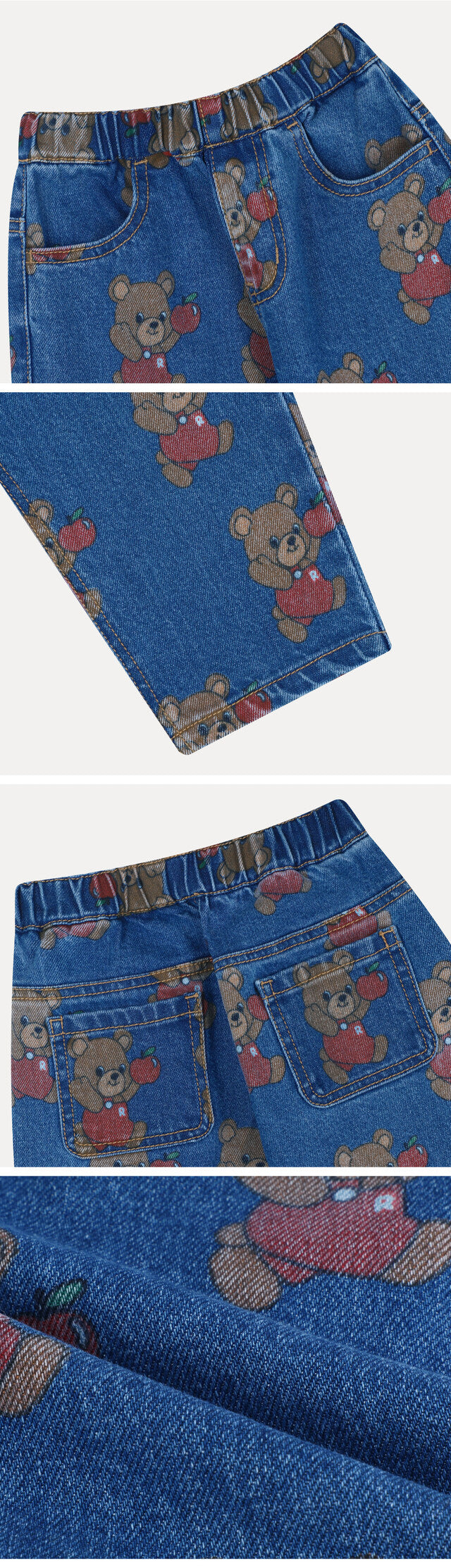 Floral Pattern Denim Pants