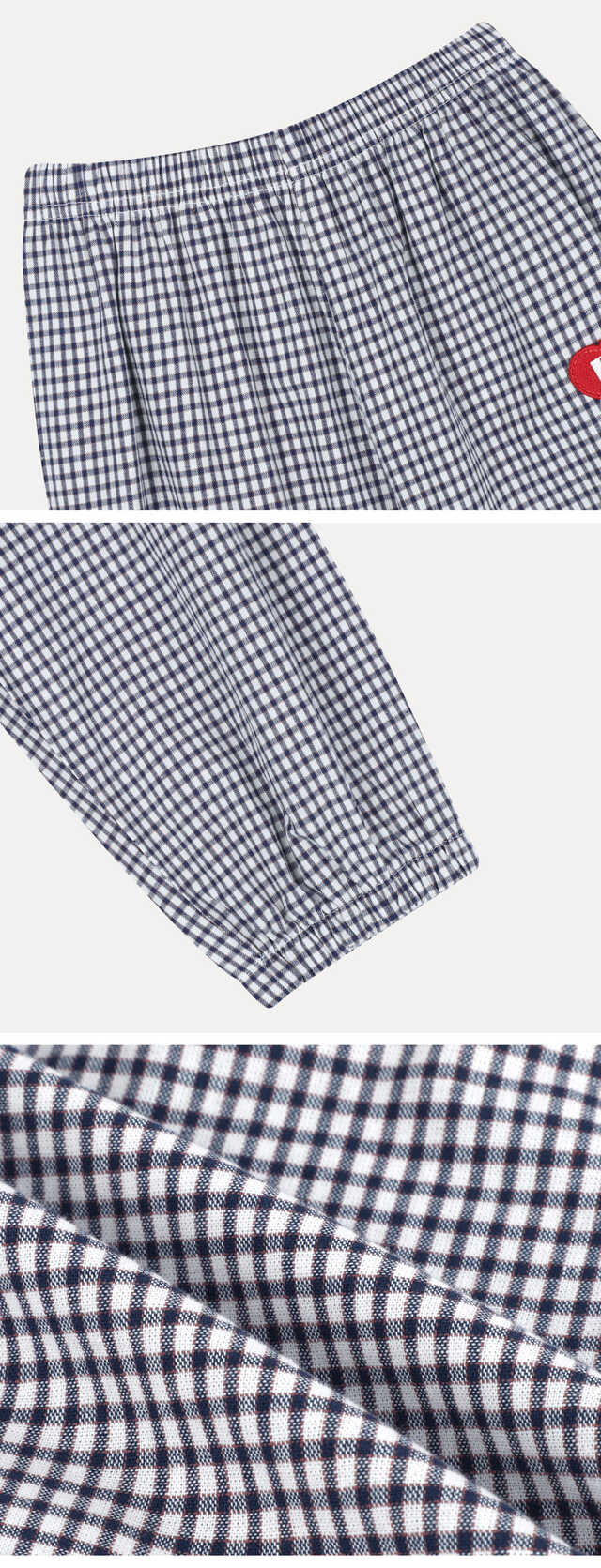 Floral Check Elastic-waist Pants