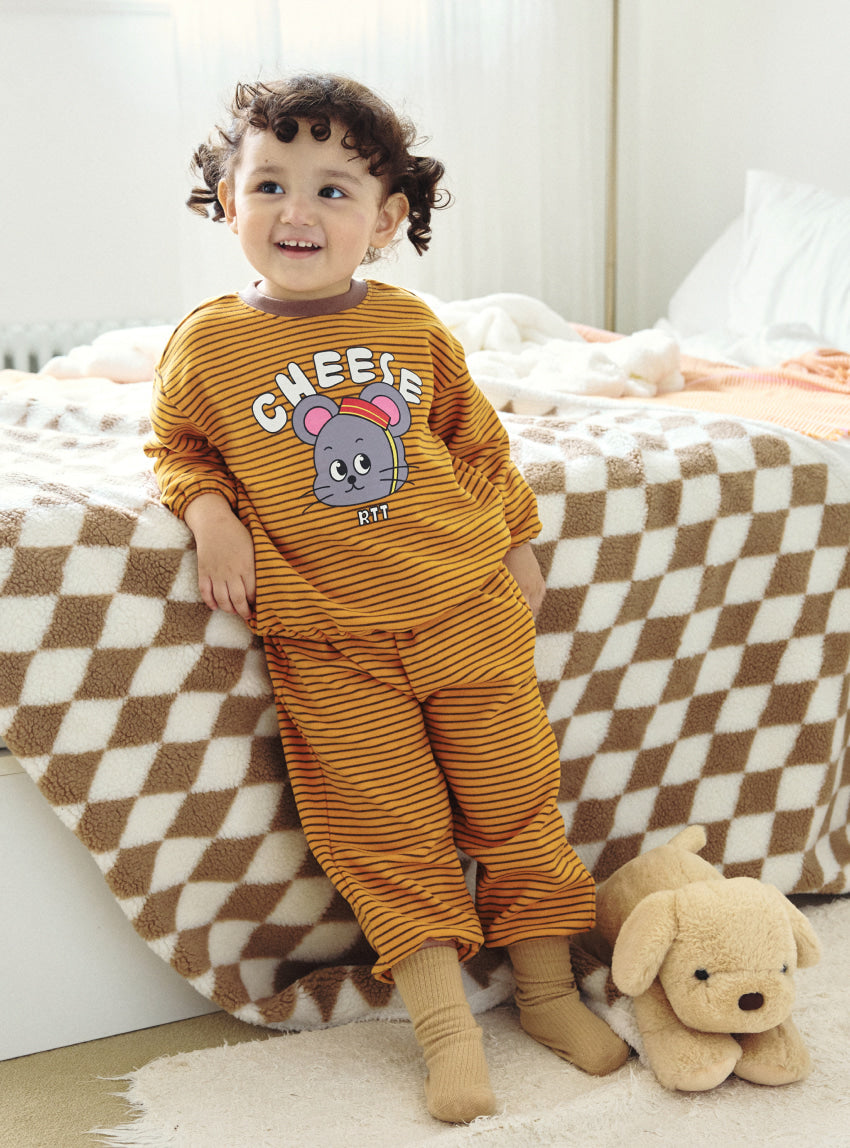 Double Brushed Fleece Stripe Loungewear Set