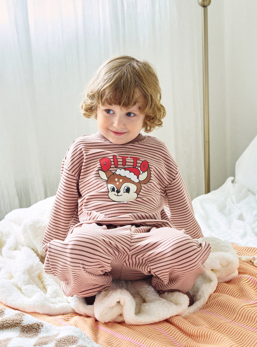 Double Brushed Fleece Stripe Loungewear Set