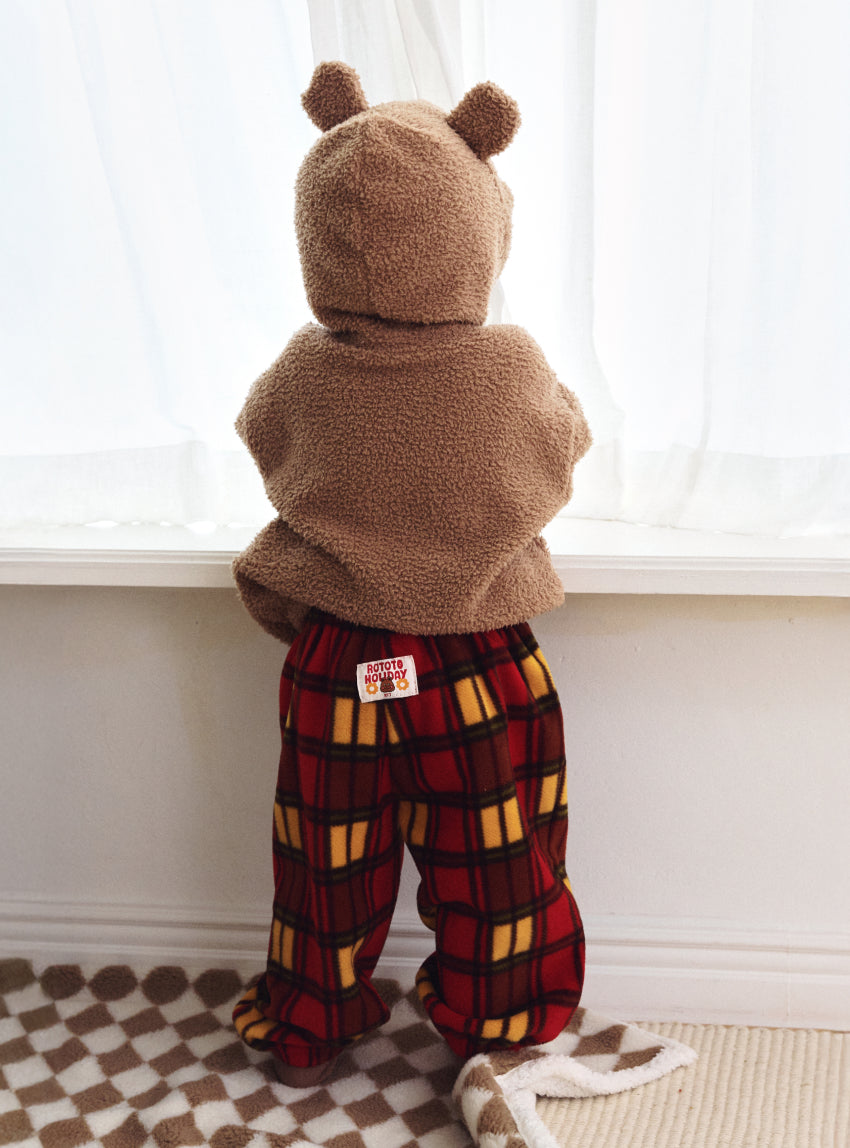Fleece Check Loose Pants