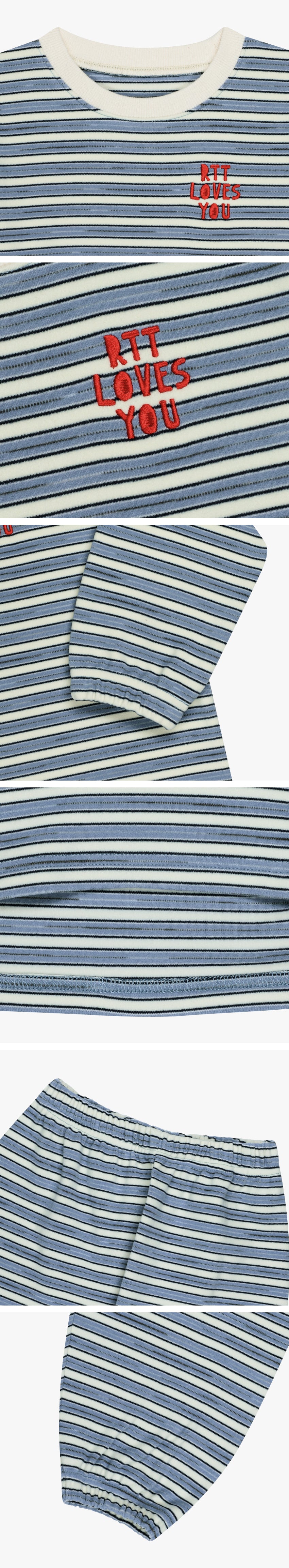 Double Brushed Fleece Retro Stripe Loungewear Set