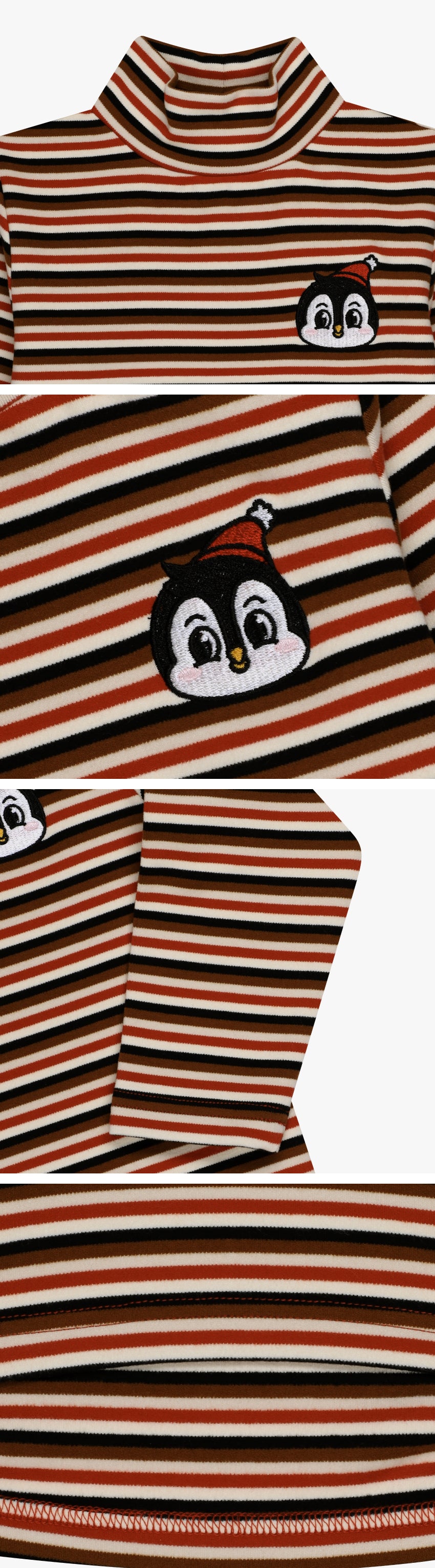 Double Brushed Fleece Stripe Turtleneck T-Shirt