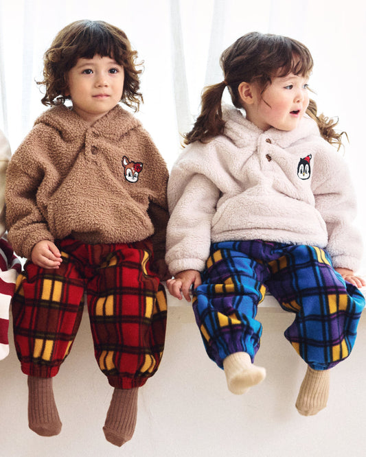 Fleece Check Loose Pants