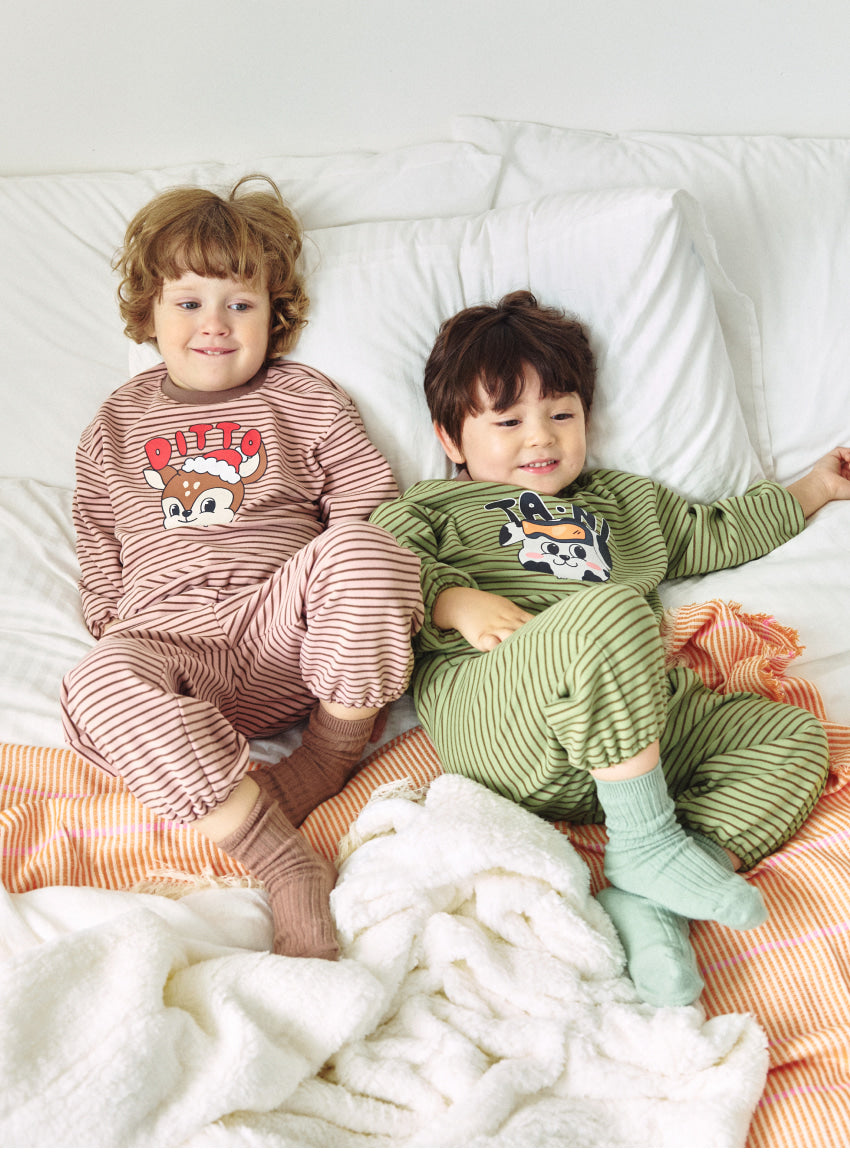 Double Brushed Fleece Stripe Loungewear Set