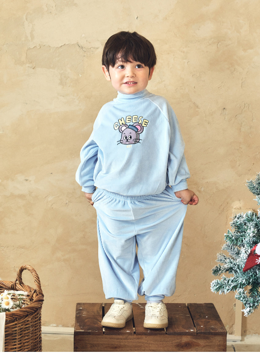 Velour Rib Mock Neck Raglan Set