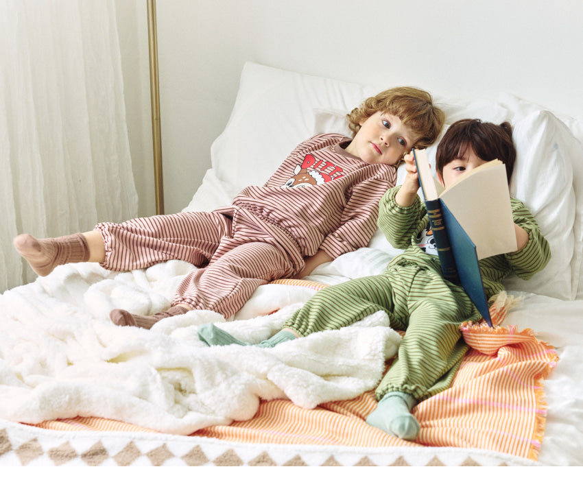 Double Brushed Fleece Stripe Loungewear Set