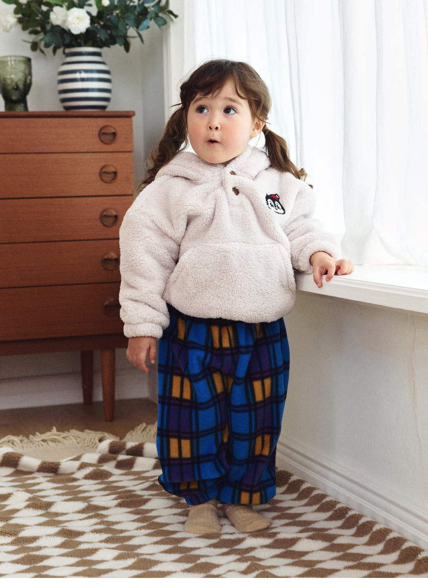 Fleece Check Loose Pants