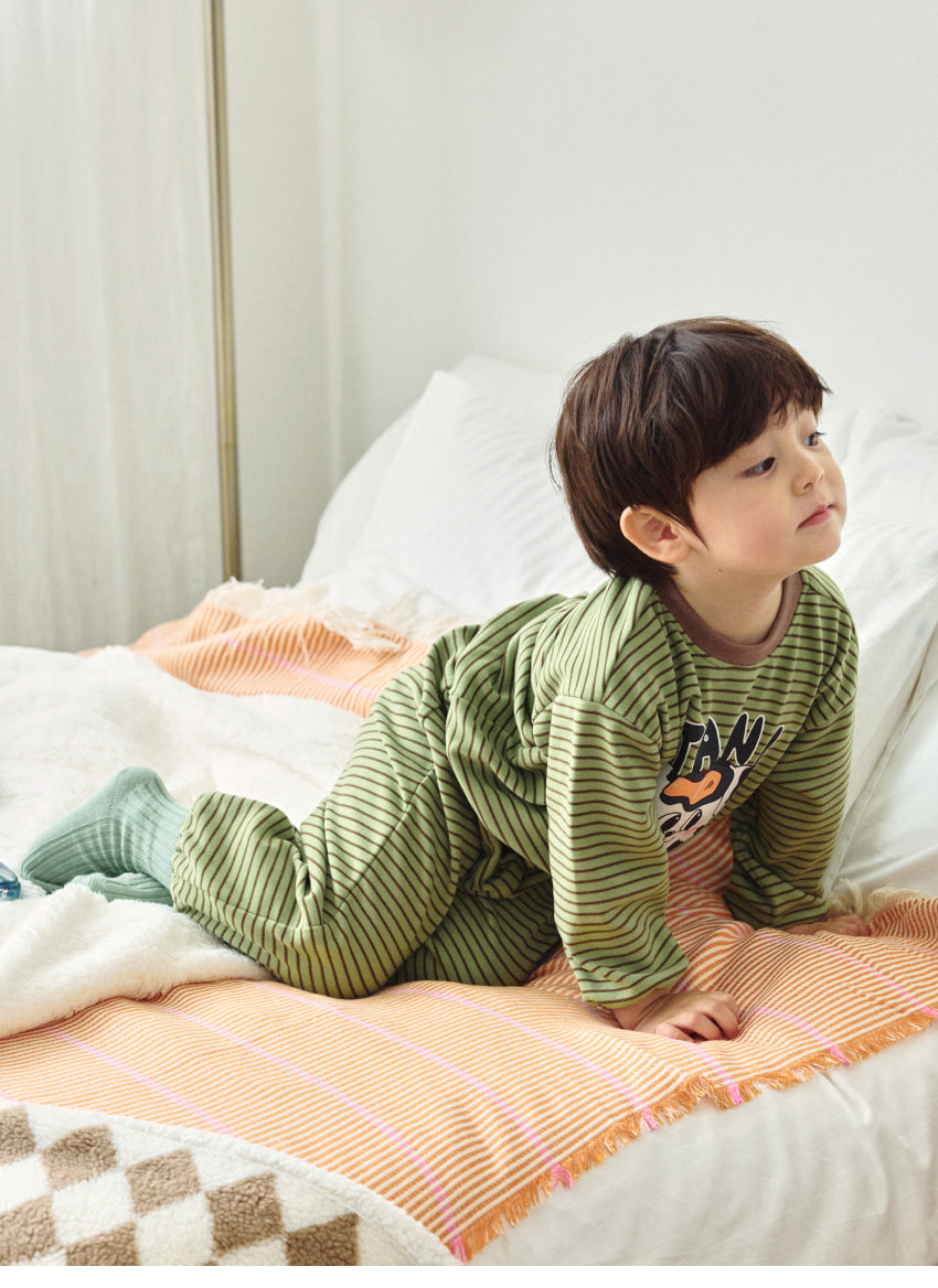Double Brushed Fleece Stripe Loungewear Set