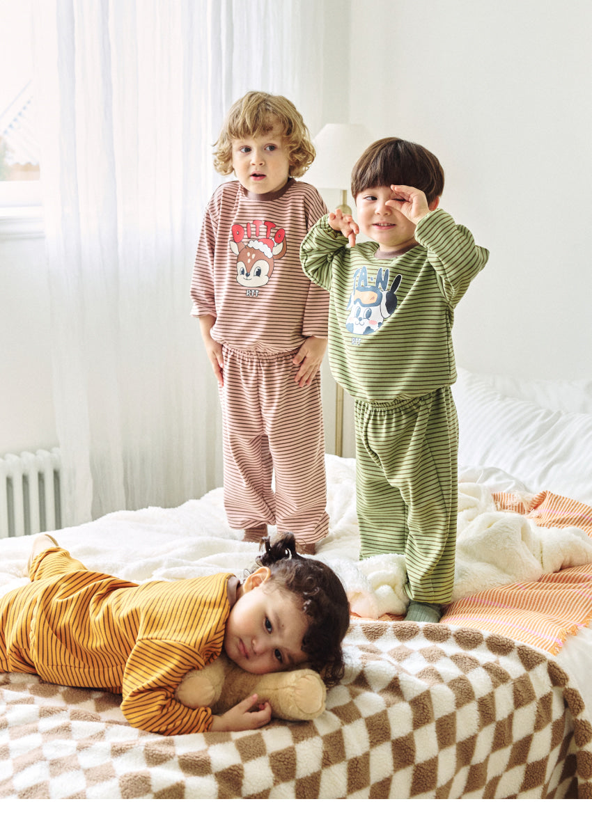 Double Brushed Fleece Stripe Loungewear Set