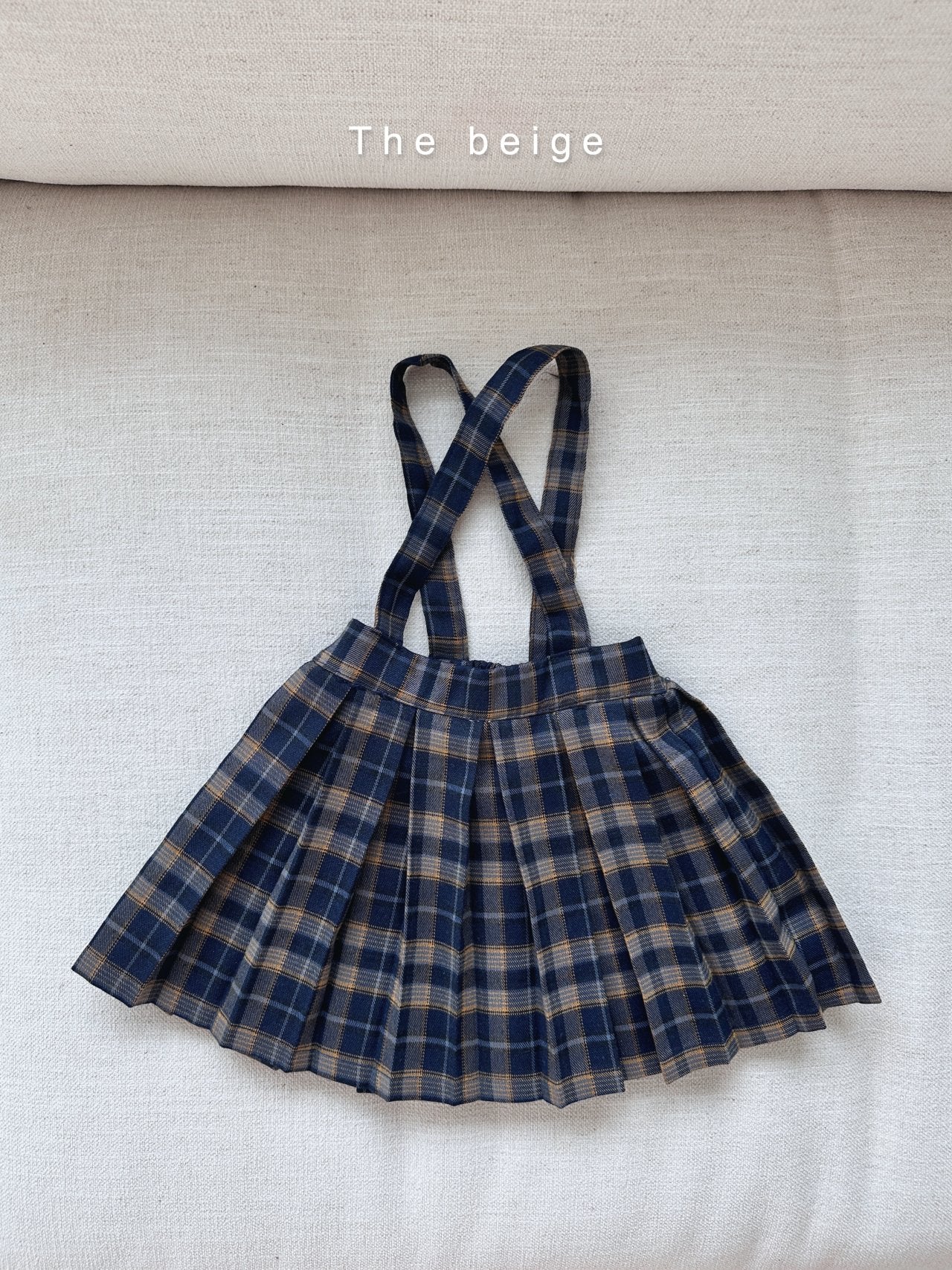 Pleated Plaid Suspender Skirt