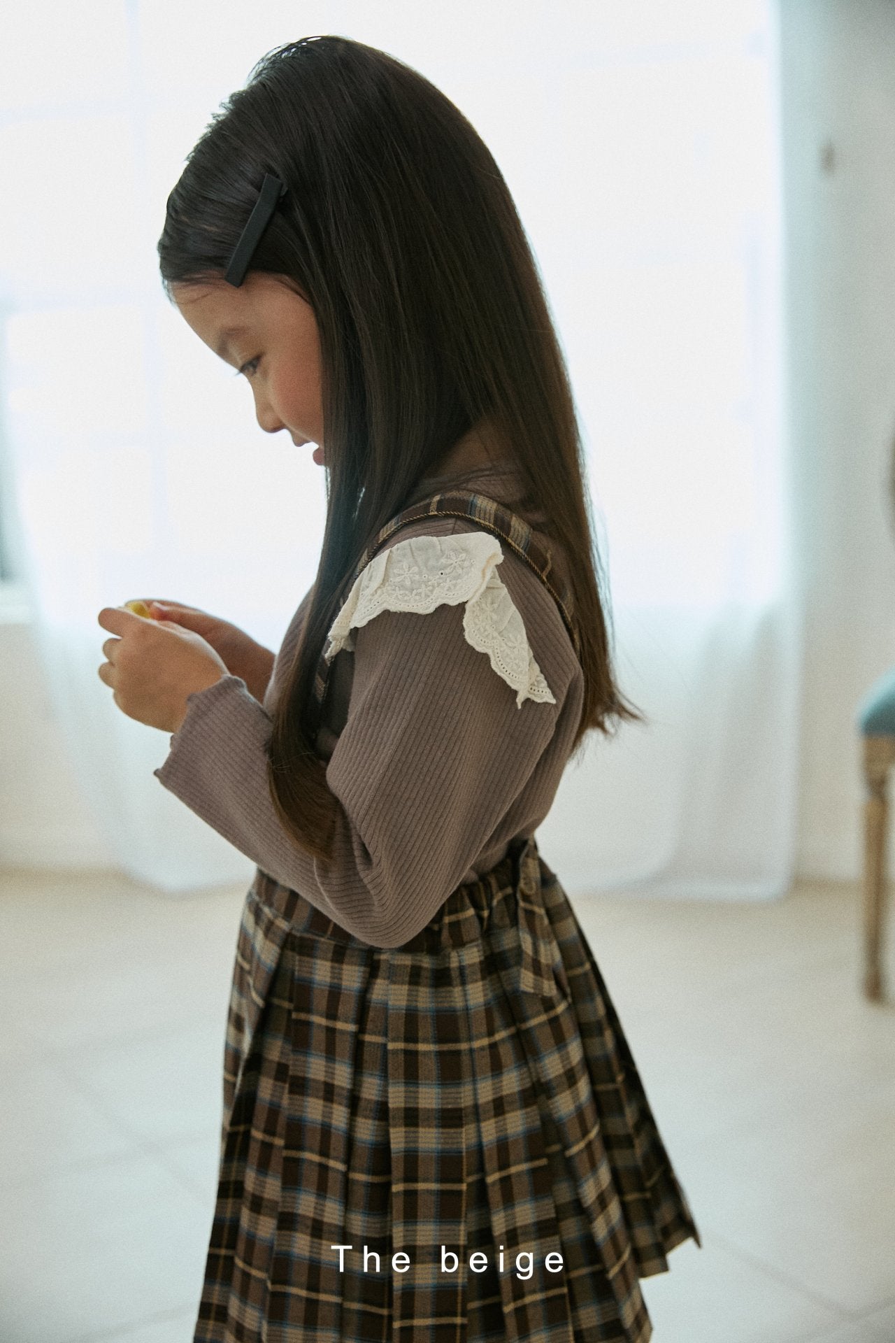 Pleated Plaid Suspender Skirt