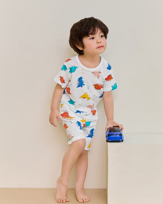 Puzzle Dino Short Sleeve Jacquard PJ Set