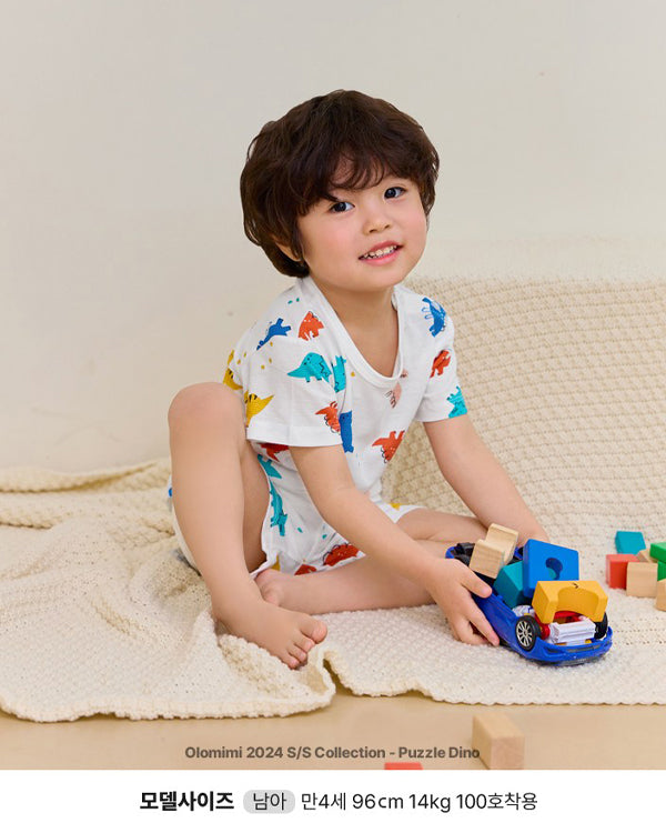 Puzzle Dino Short Sleeve Jacquard PJ Set