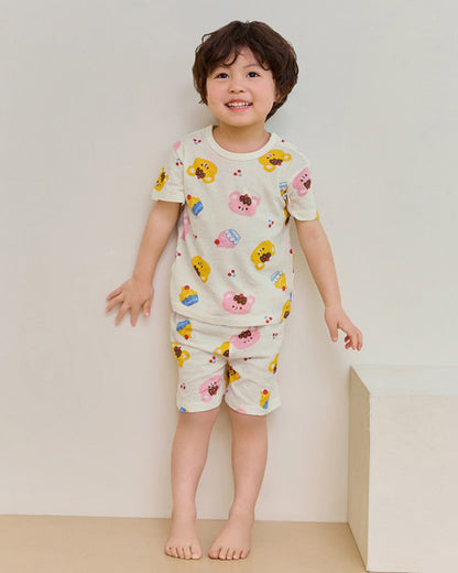 Pudding Bear Short Sleeve Jacquard PJ Set