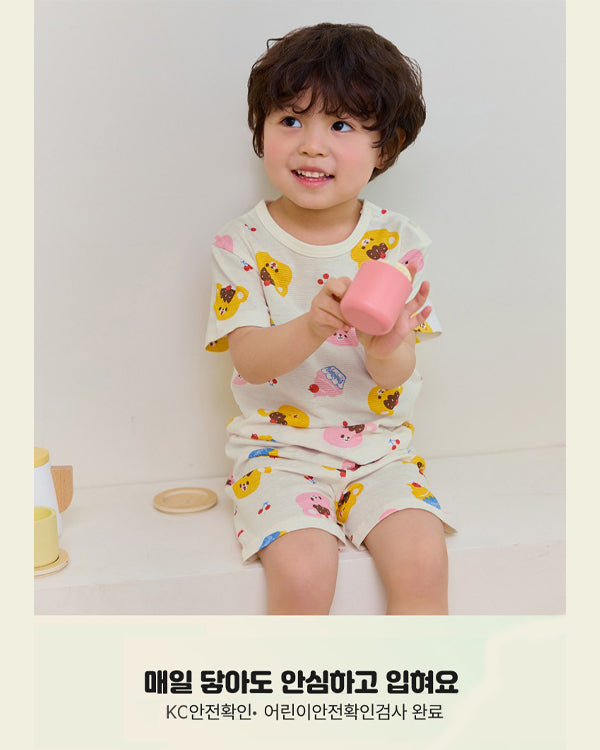 Pudding Bear Short Sleeve Jacquard PJ Set