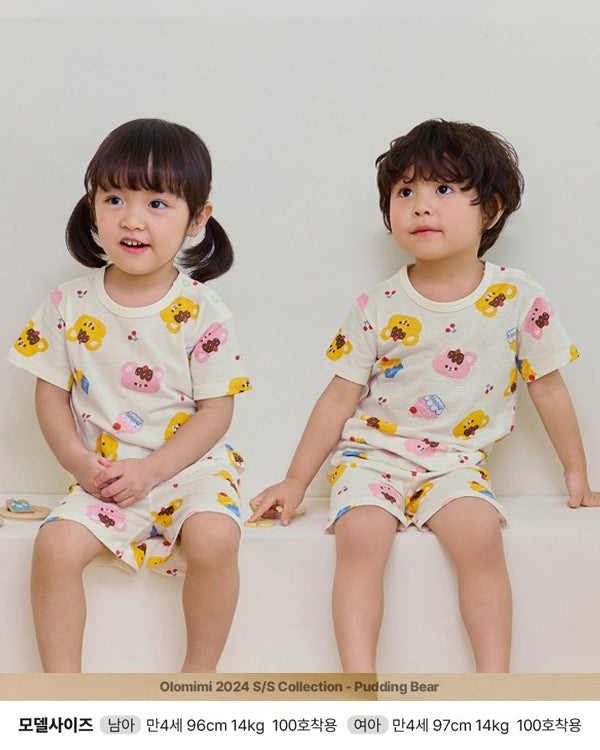 Pudding Bear Short Sleeve Jacquard PJ Set