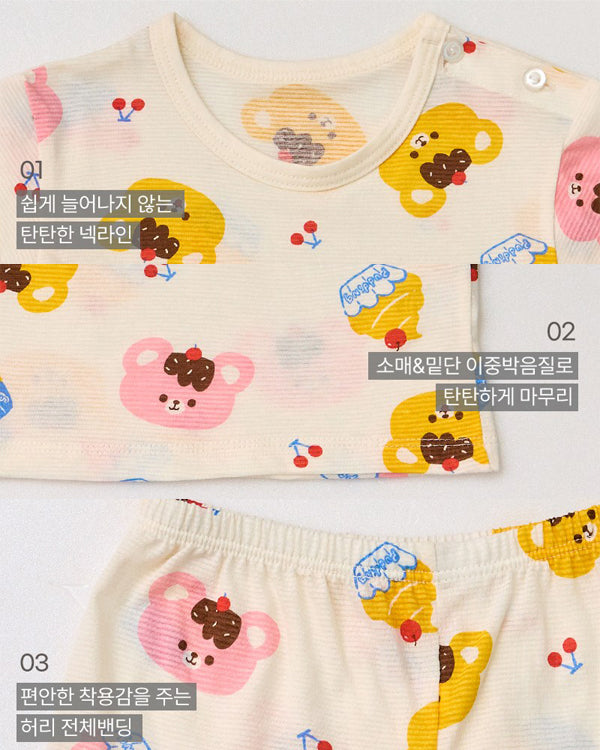 Pudding Bear Short Sleeve Jacquard PJ Set