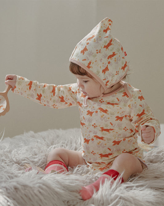 Pattern Body Suit & Bonnet Set (Ivory)