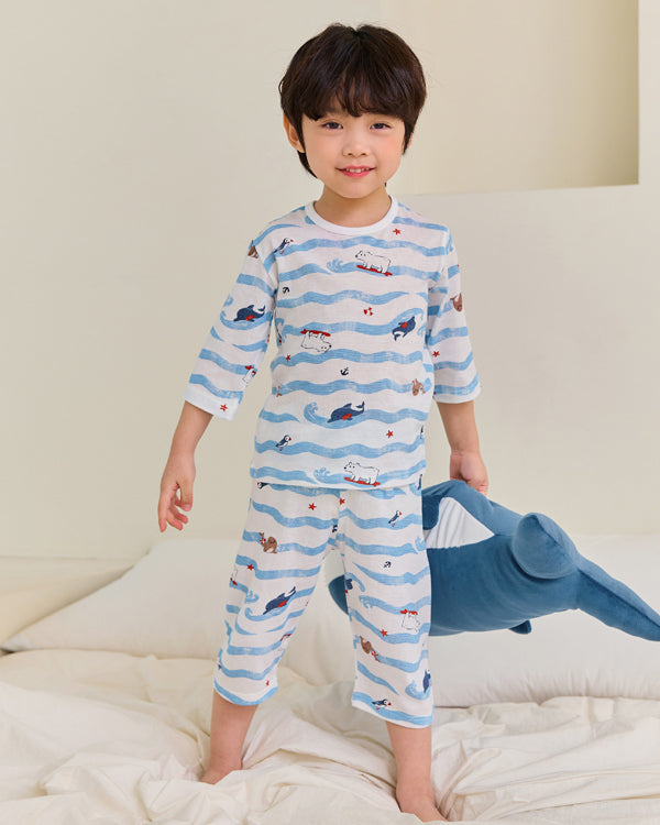 Wave 3/4 Sleeve Jacquard PJ Set