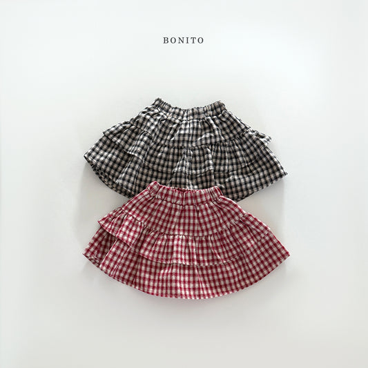 Check Tiered Skirt