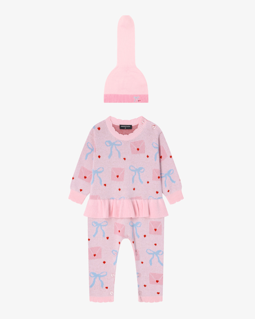 [26F] Frill Knit Bonnet Suit