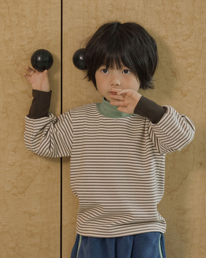 Layered Stripe Turtleneck T-shirt