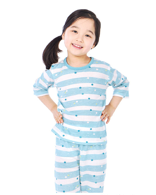 Mint Dot 3/4 Sleeve Jacquard PJ Set