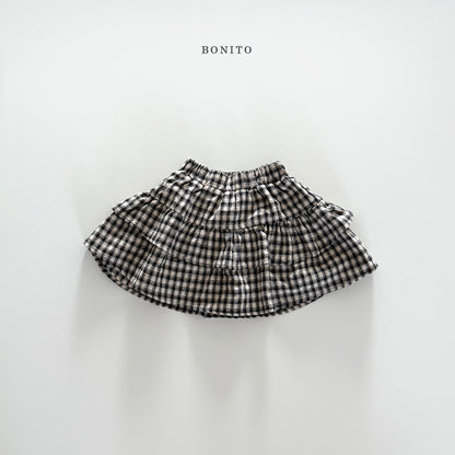 Check Tiered Skirt