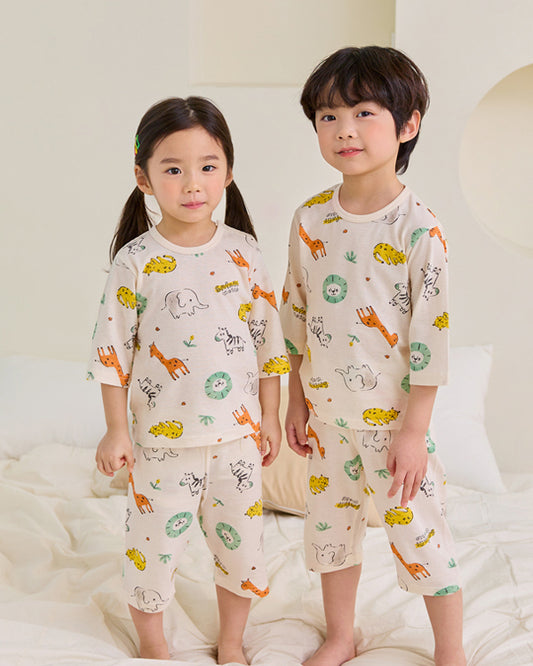 Safari World 3/4 Sleeve Jacquard PJ Set