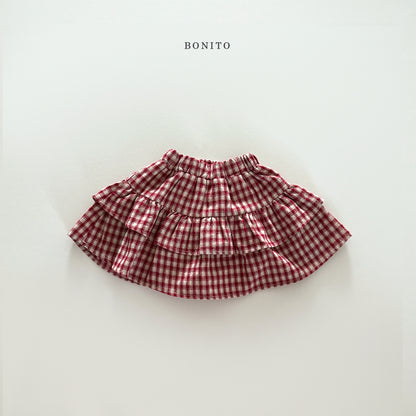 Check Tiered Skirt