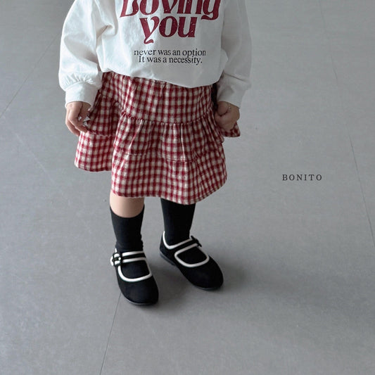 Check Tiered Skirt