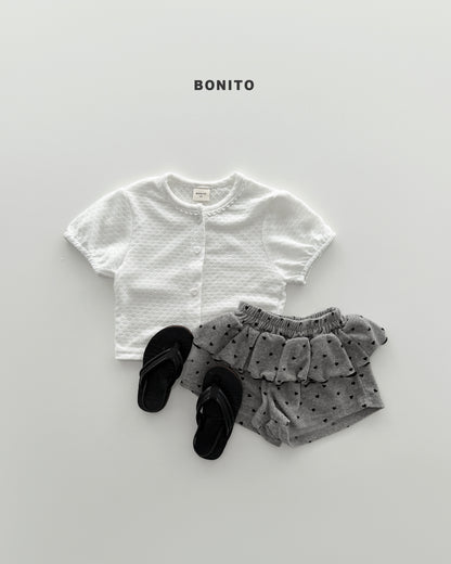 Eyelet Short-sleeve Cardigan