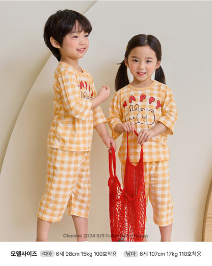 Happy 3/4 Sleeve Jacquard PJ Set