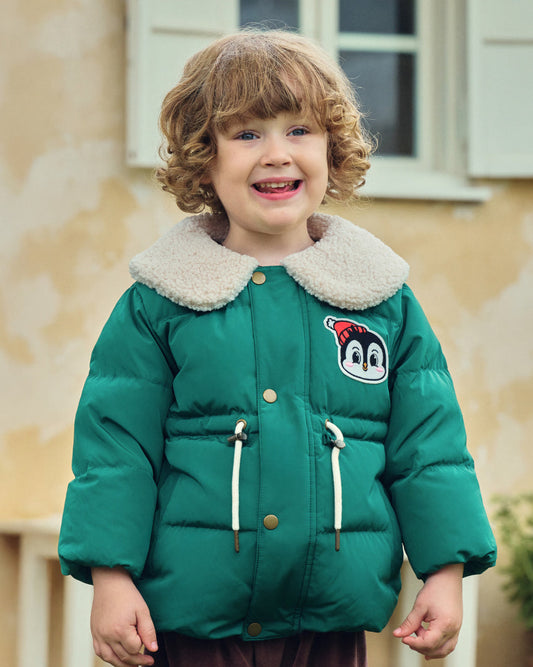 Polyester Down Jacket with Boa Collar