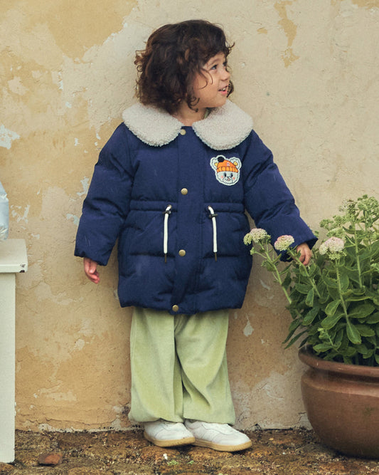 Polyester Down Jacket with Boa Collar