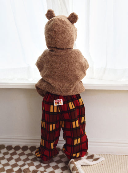 Fleece Check Loose Pants