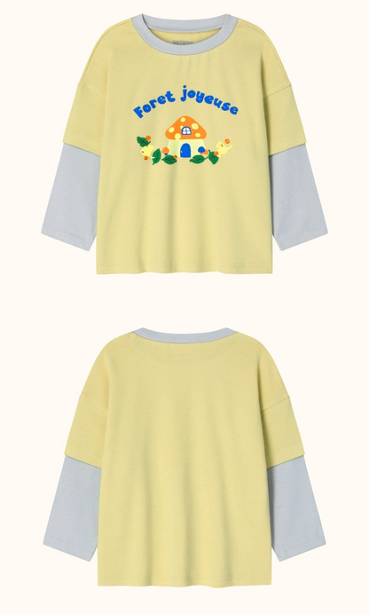 [26F] Cotton Modal Color-Block Layered Loungewear