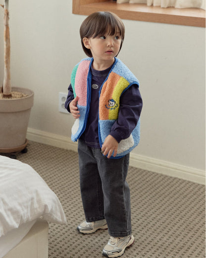 [26F] Paneled Color-Block Fleece Vest