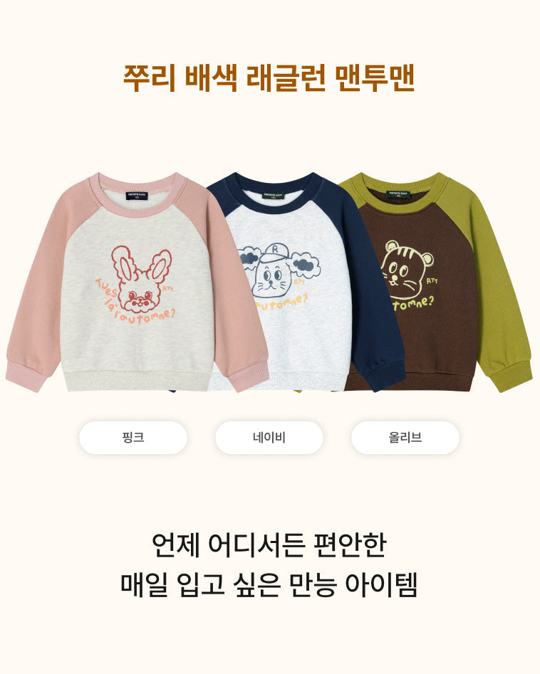 [26F] Terry Color-Block Raglan Sweatshirt