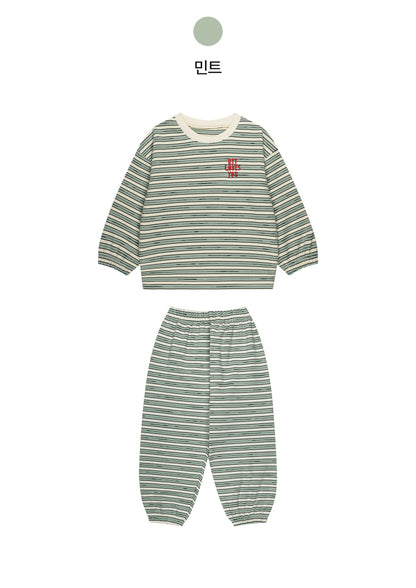 Double Brushed Fleece Retro Stripe Loungewear Set