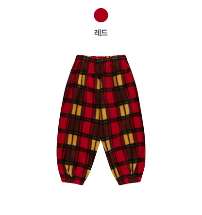 Fleece Check Loose Pants