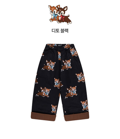 Woven Digital Print Padded Pants