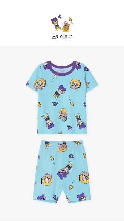 [26S] Cotton Modal All-Over Short Sleeve Slim Fit Loungewear