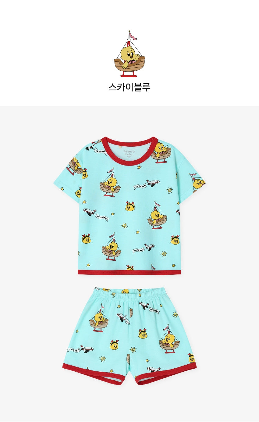 [26S] Cotton Modal All-Over Short Sleeve Loose Fit Loungewear