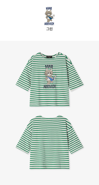 Single Jersey Stripe 3/4 Sleeve T-Shirt