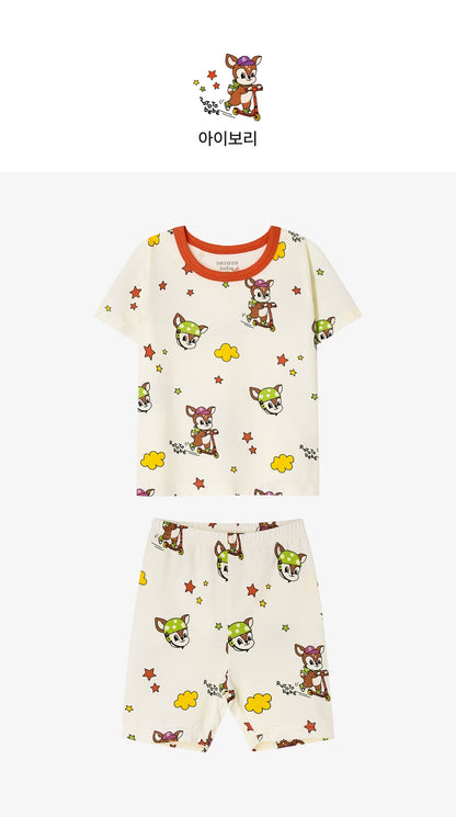 [26S] Cotton Modal All-Over Short Sleeve Slim Fit Loungewear