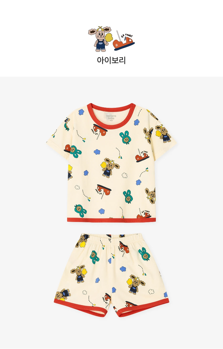 [26S] Cotton Modal All-Over Short Sleeve Loose Fit Loungewear