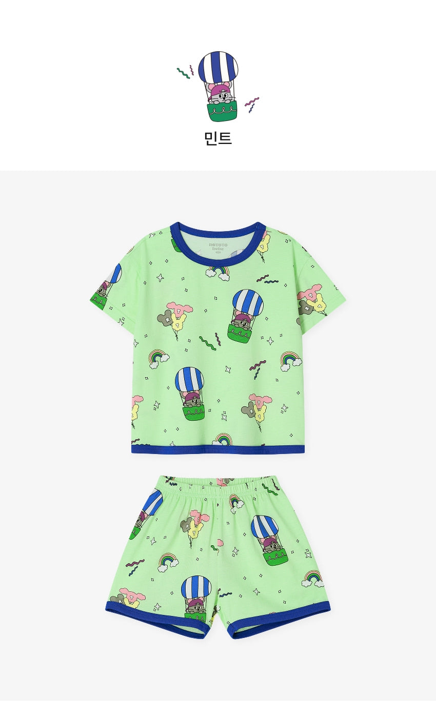[26S] Cotton Modal All-Over Short Sleeve Loose Fit Loungewear